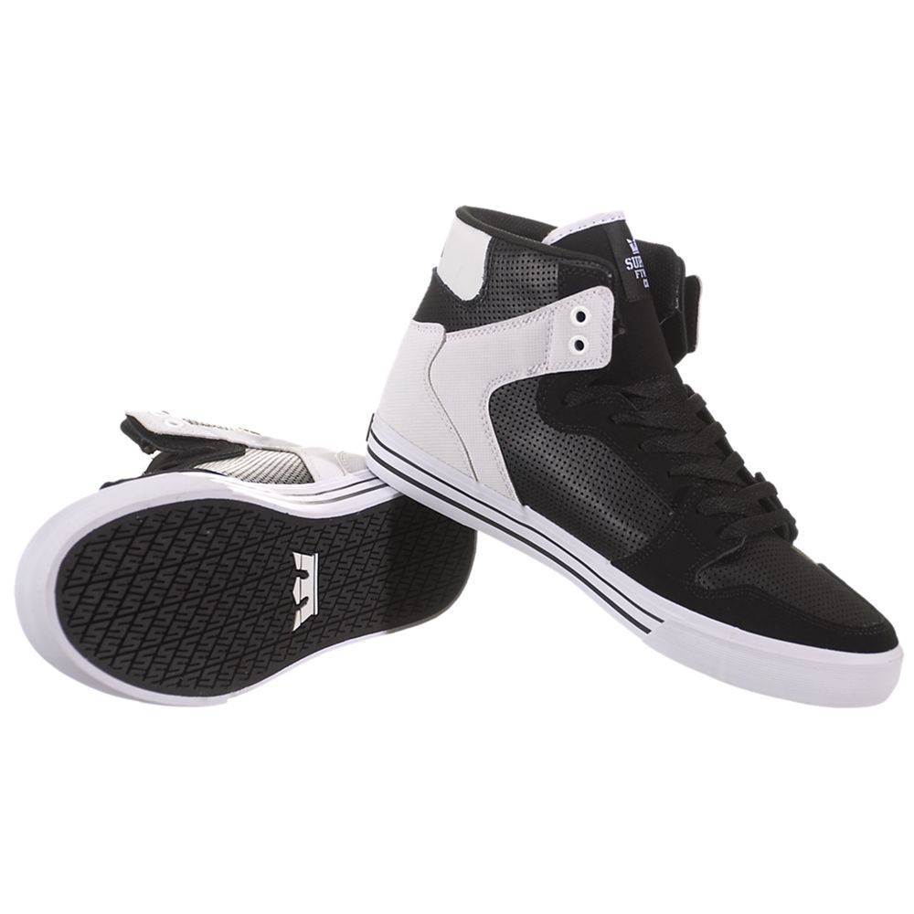 Baskets Montantes Supra Vaider Noir Blanche Black/White-White Homme | DMW-60485537